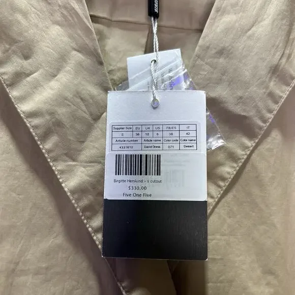 NWT Birgitte Herskind David Dress Trench Cutout Beige Women's Size 36 US 6